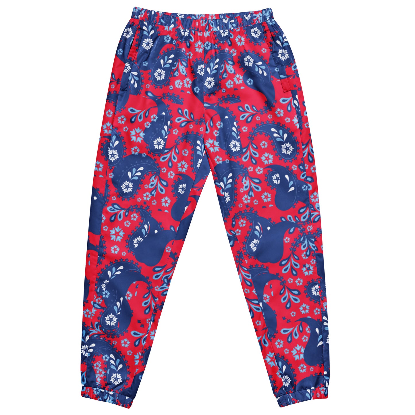 Red & blue paisley bandanna-Unisex track pants