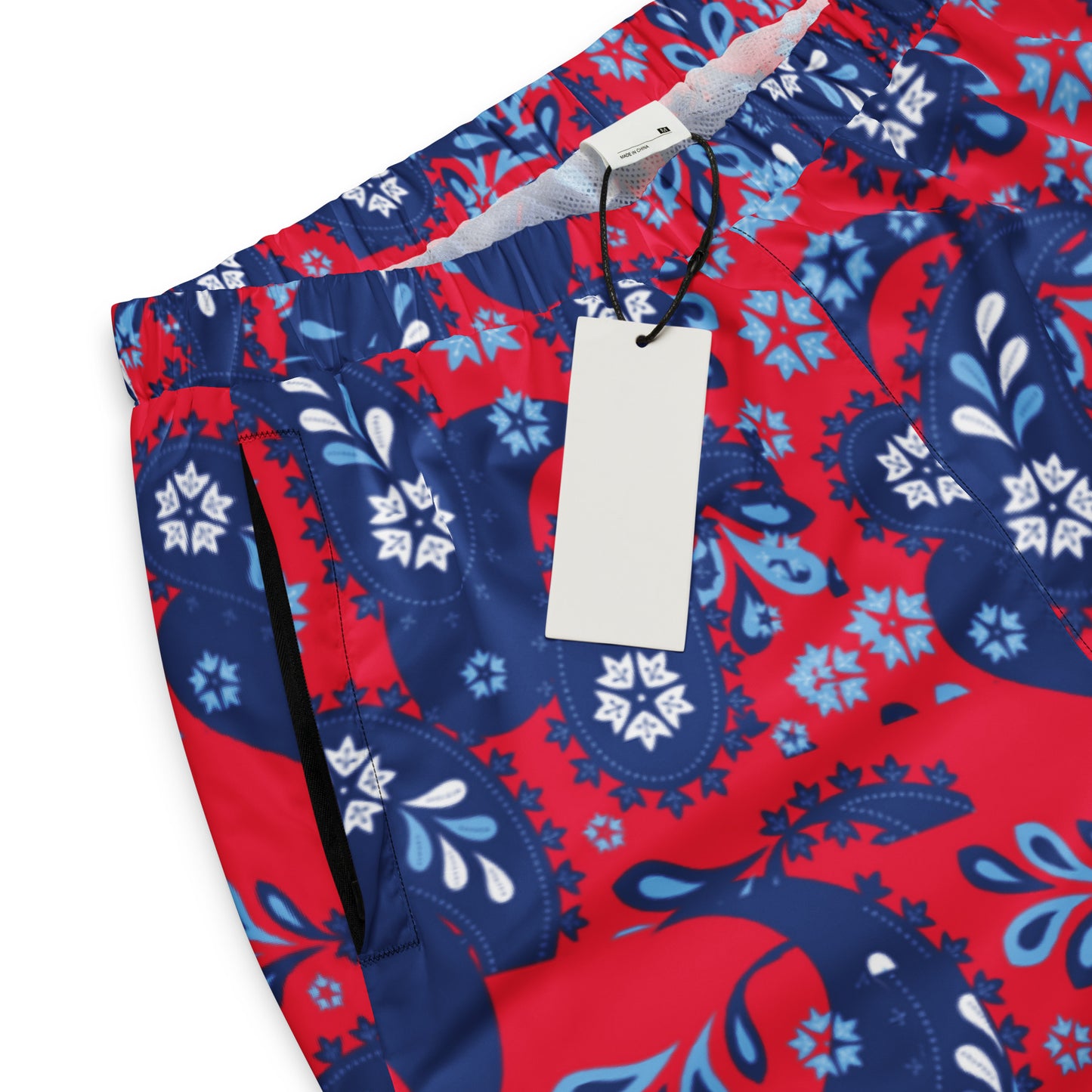 Red & blue paisley bandanna-Unisex track pants