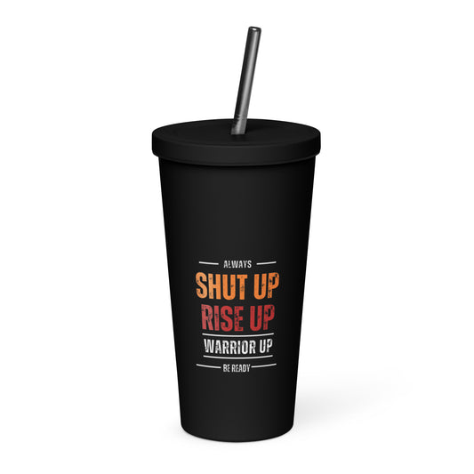 Insulated tumbler with a straw