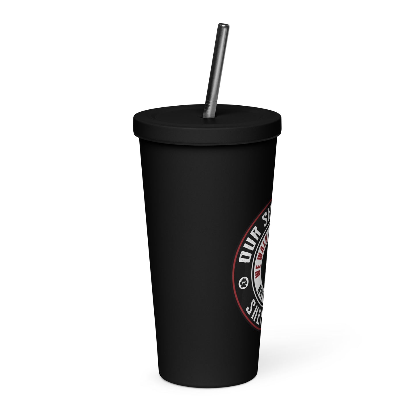 Insulated tumbler with a straw