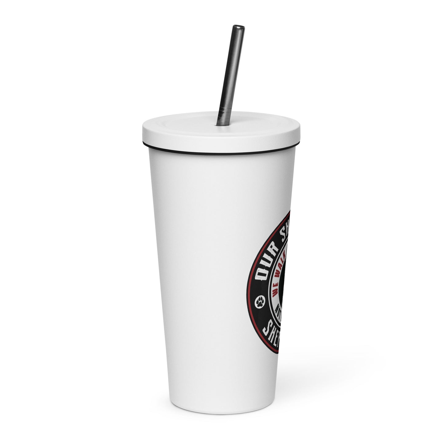 Insulated tumbler with a straw