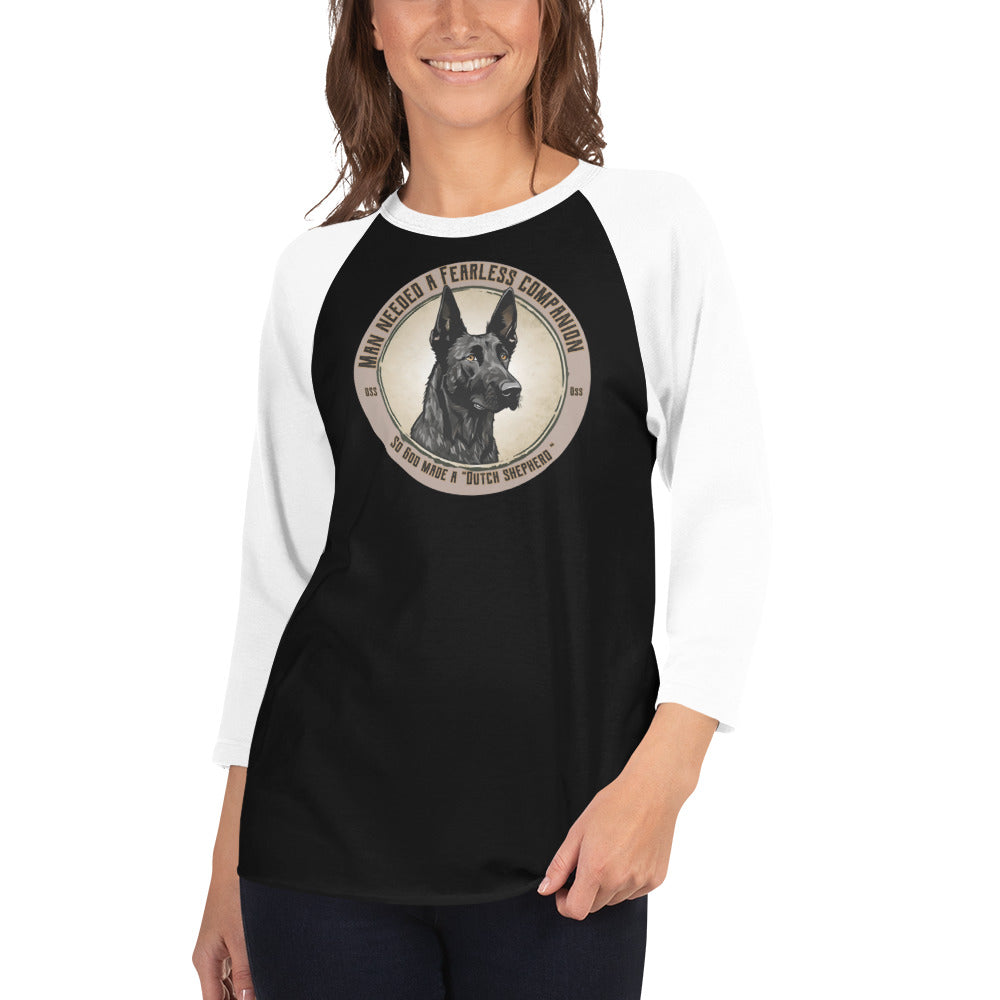 God made a Dutch Shepherd-3/4 sleeve raglan shirt