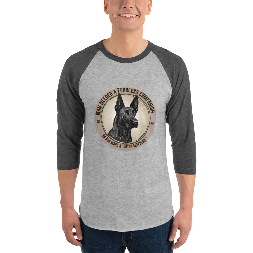 So God made a Dutch Shepherd- 3/4 sleeve raglan shirt