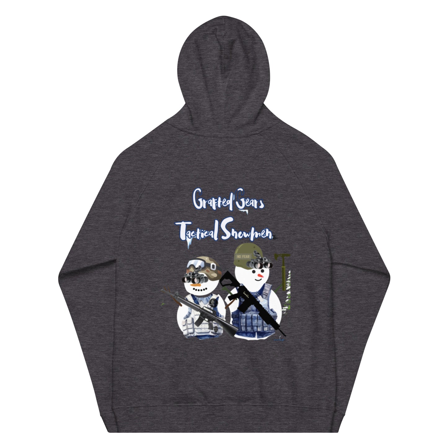 Tactical snowman Unisex eco raglan hoodie