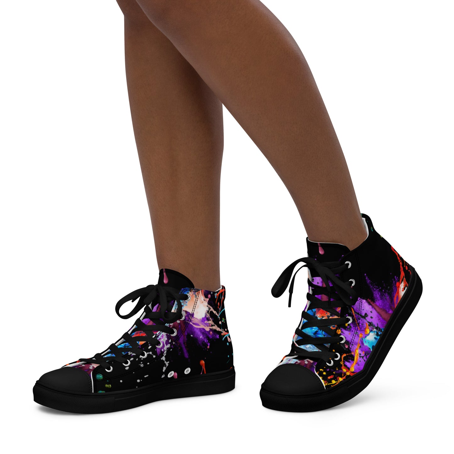 Color splash Graffiti-Women’s high top canvas shoes