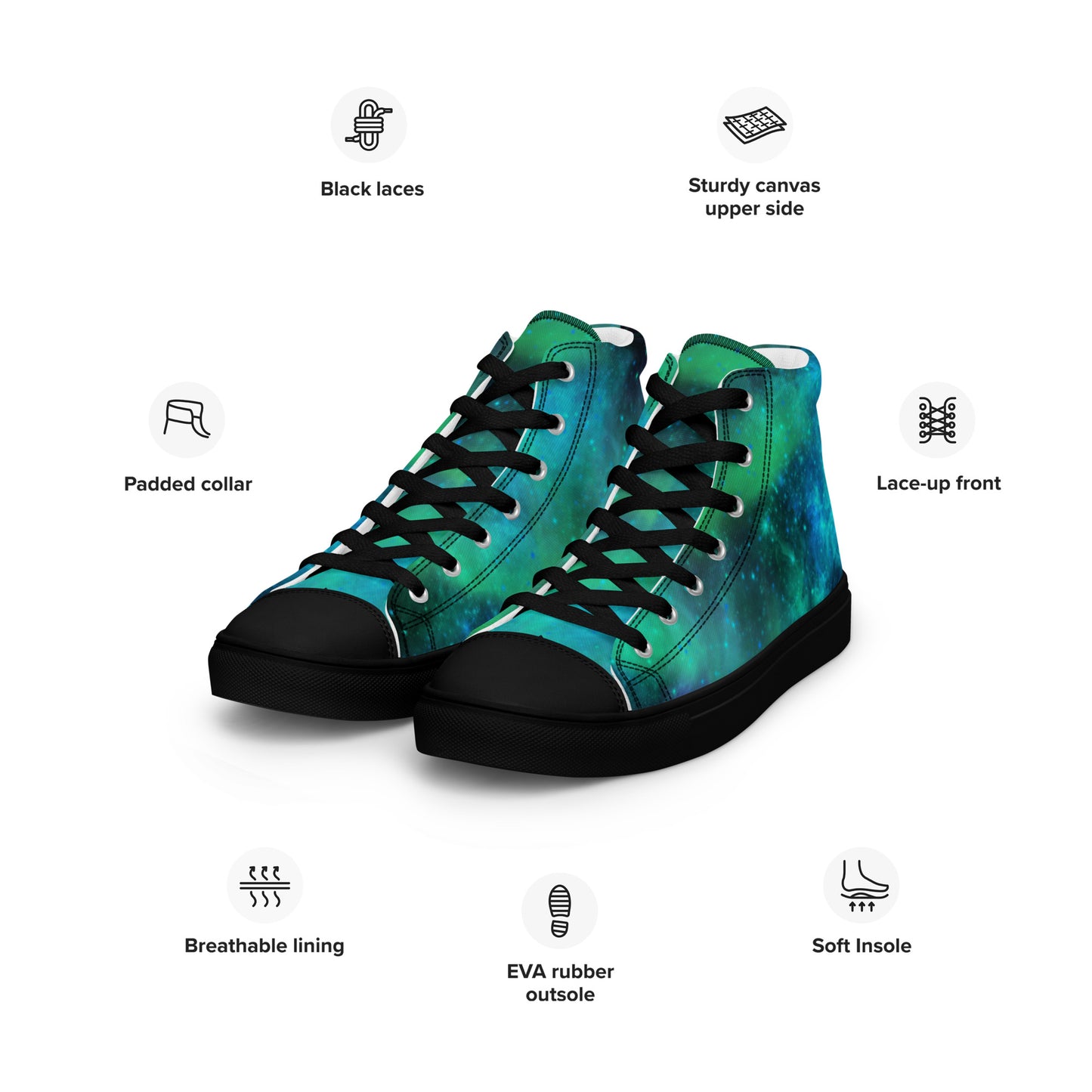 Northern Lights-Women’s high top canvas shoes