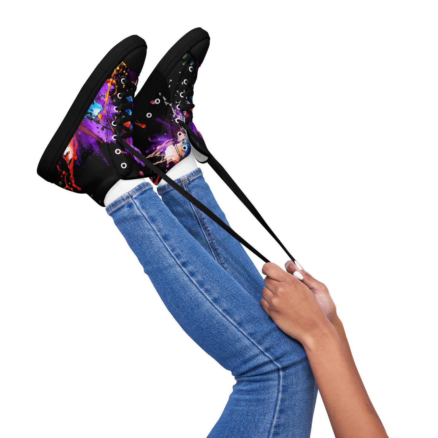 Color splash Graffiti-Women’s high top canvas shoes