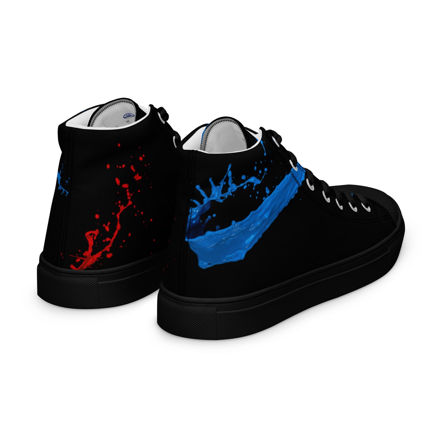 Color splash set apart red & blue-Women’s high top canvas shoes